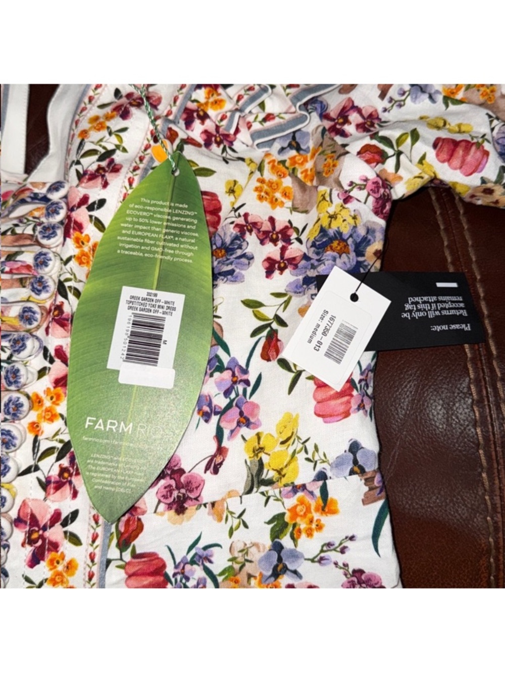 ‼️NEW Farm Rio Off-White Greek Garden Lenzing™ Ecovero™ Floral Mini Dress - Picture 9 of 14